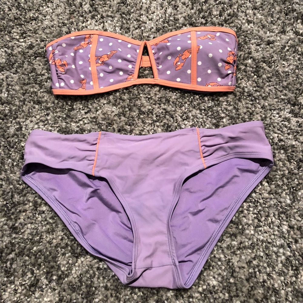 Aerie Lavender/Lobster Bandeau Bikini
